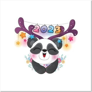 Cute animal little panda happy 2023 Posters and Art